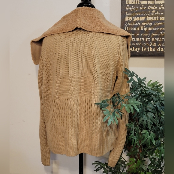 NWT STYLE & CO FAUX SUEDE SHEARLING SWEATER MIXED MEDIA JACKET - Picture 2 of 9